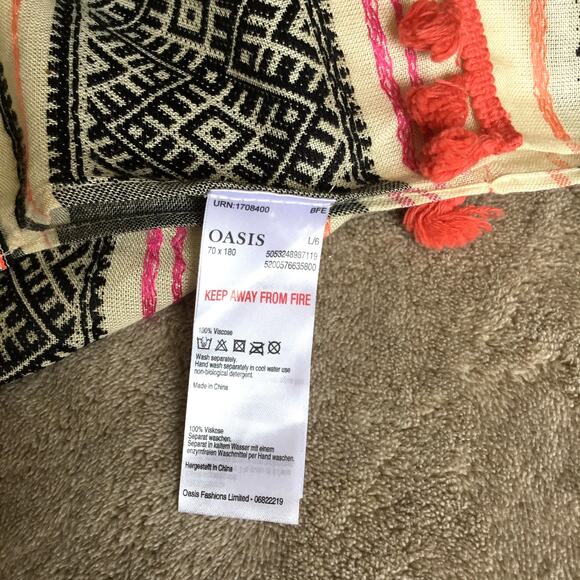 OASIS Trival Boho Scarf 100% Viscose 70 x 27 in - Picture 3 of 7